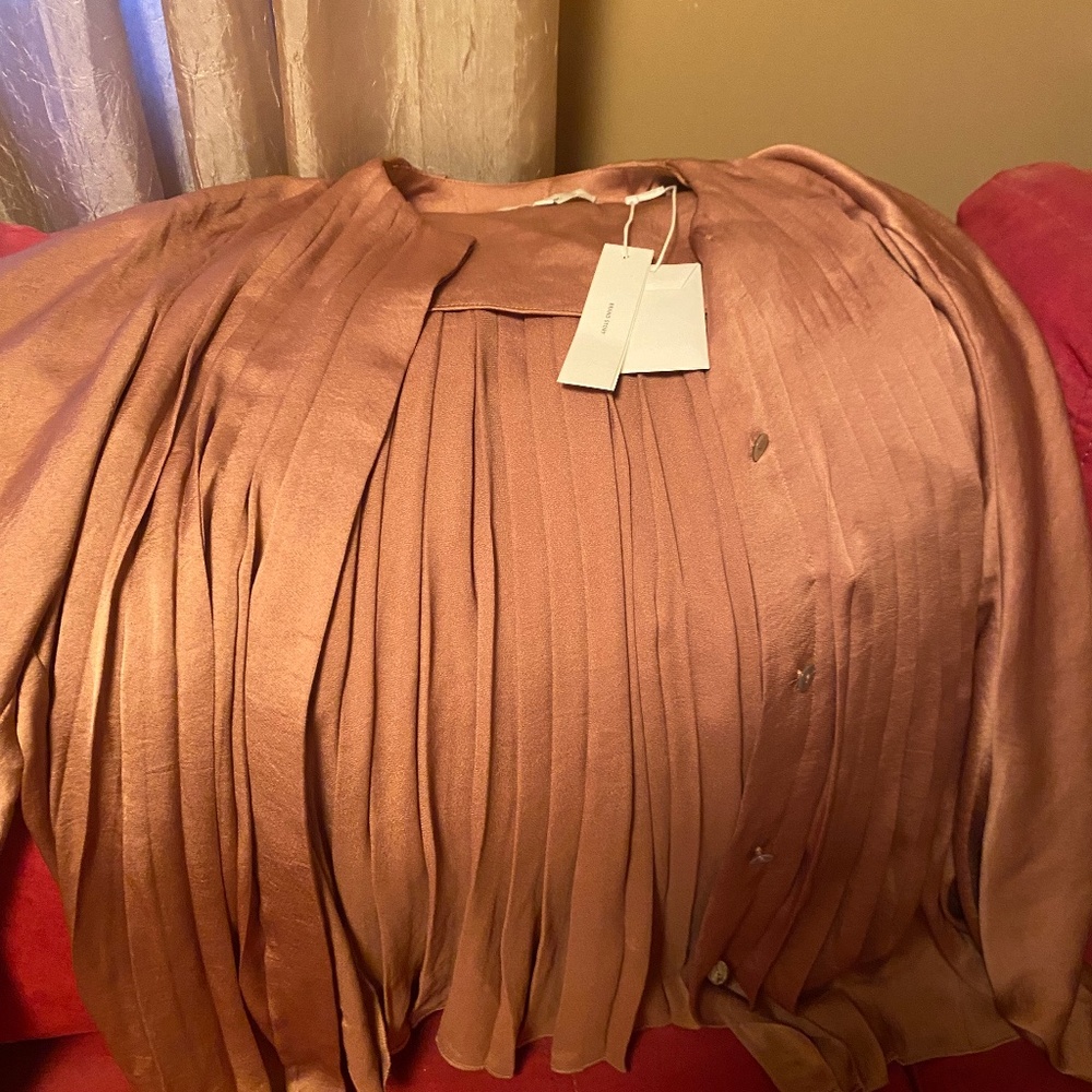 Vince long sleeve pleated blouse